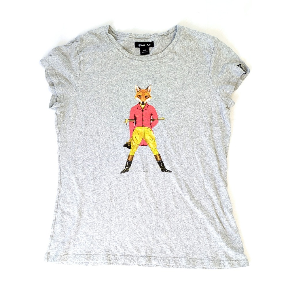 Ariat Coco de Paris Fox Hunter Graphic Tee Grey Heather Short Sleeve Large